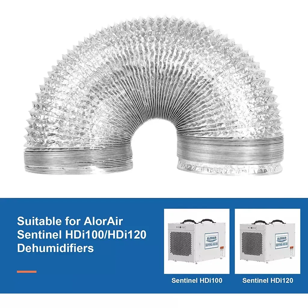 AlorAir Dehumidifier Aluminum Foil Intake Duct 10 inches Diameter 10 ft Long with Duct Clamps