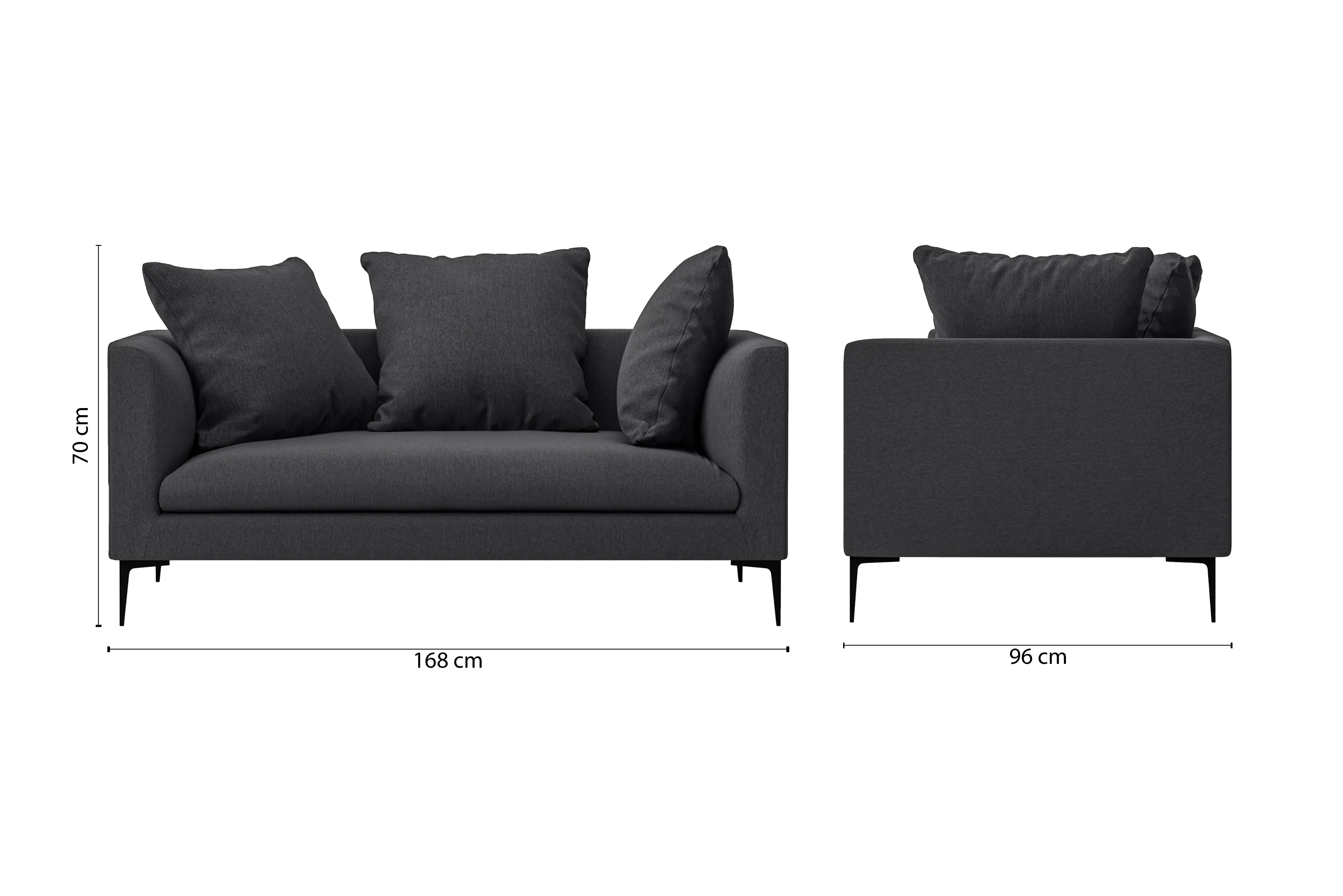 Aprilia 2 Seater Sofa Dark Grey Linen Fabric
