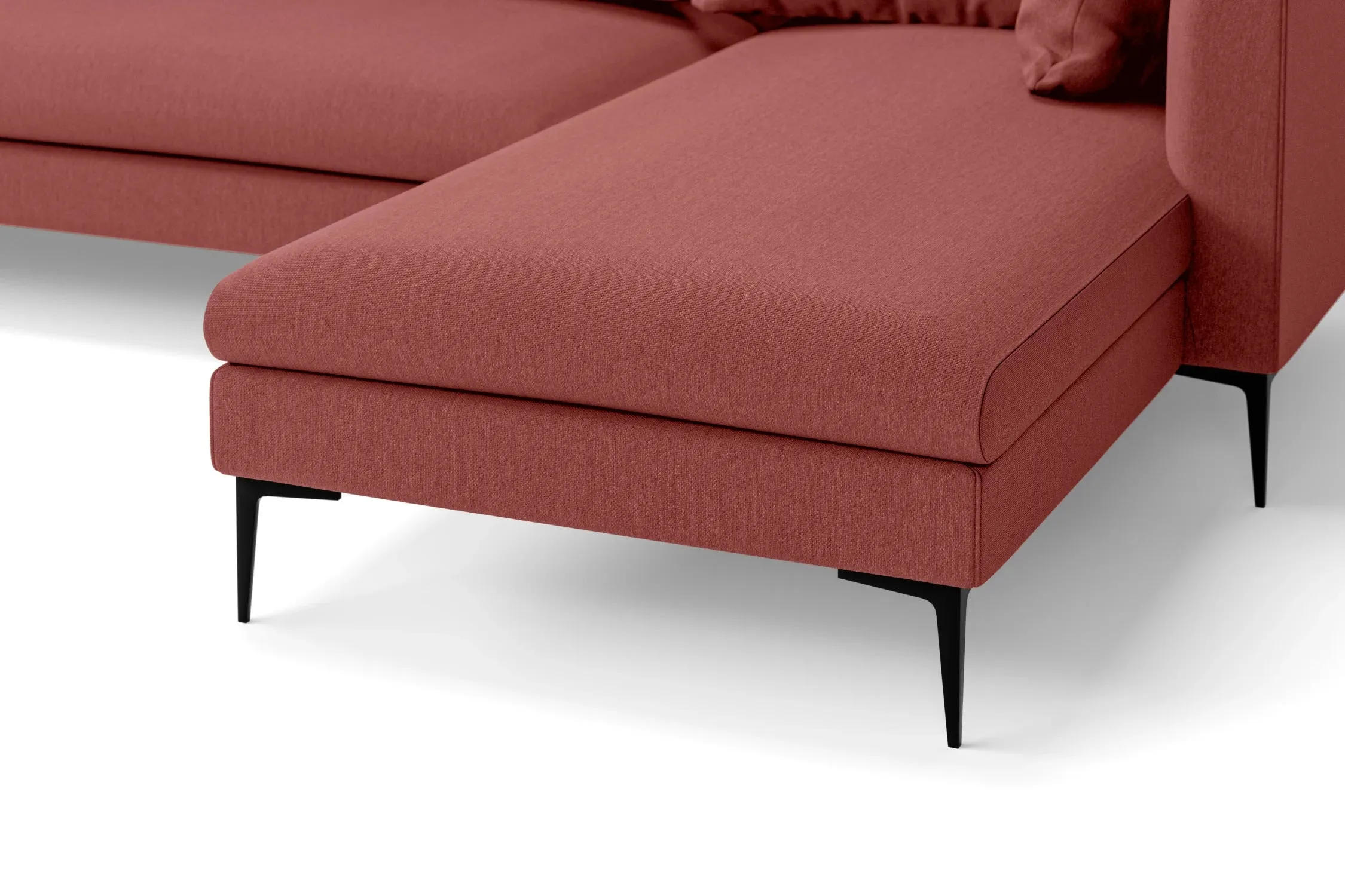 Aprilia 3 Seater Right Hand Facing Chaise Lounge Corner Sofa Rose Pink Linen Fabric
