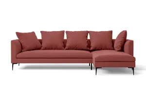 Aprilia 3 Seater Right Hand Facing Chaise Lounge Corner Sofa Rose Pink Linen Fabric