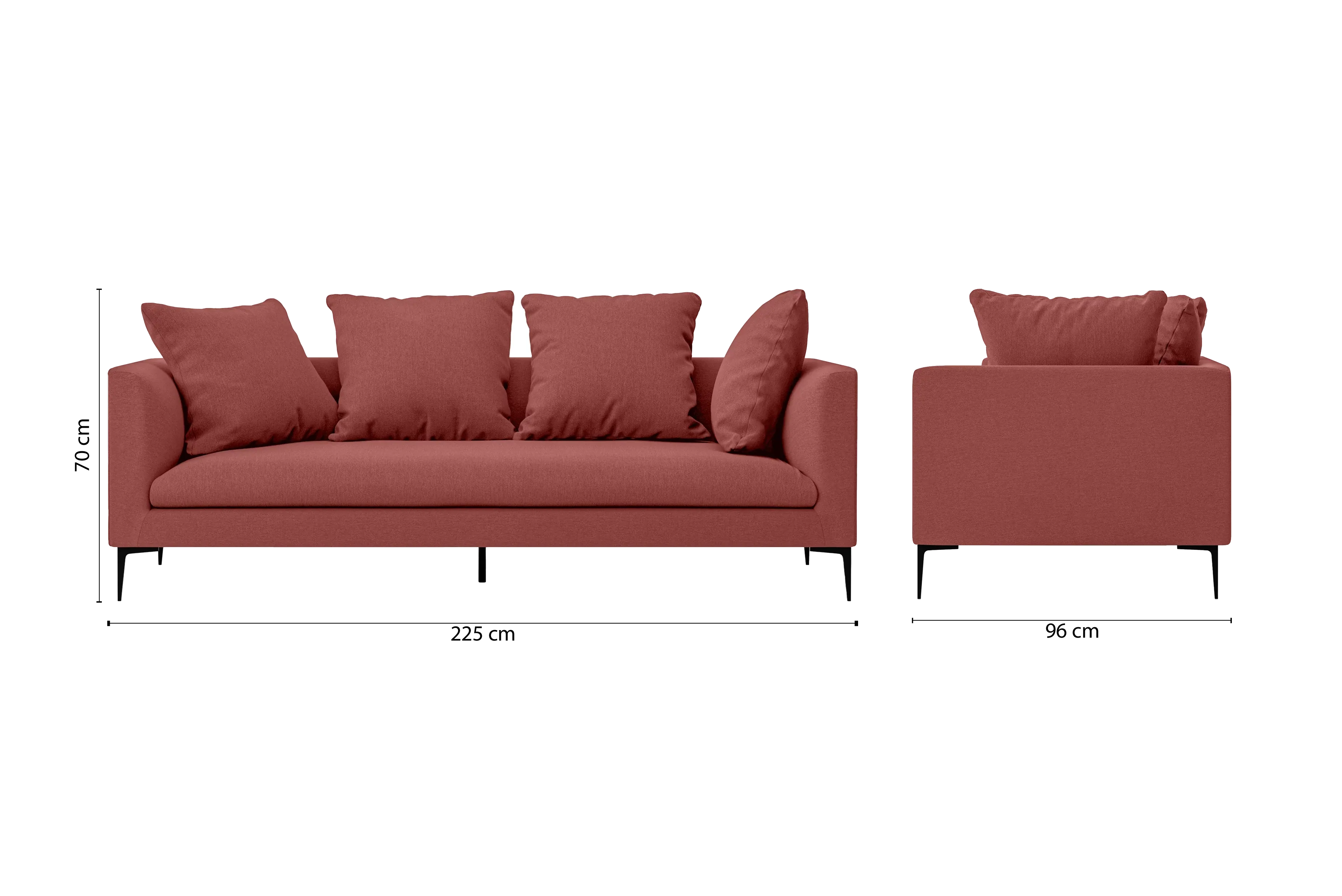 Aprilia 3 Seater Sofa Rose Pink Linen Fabric