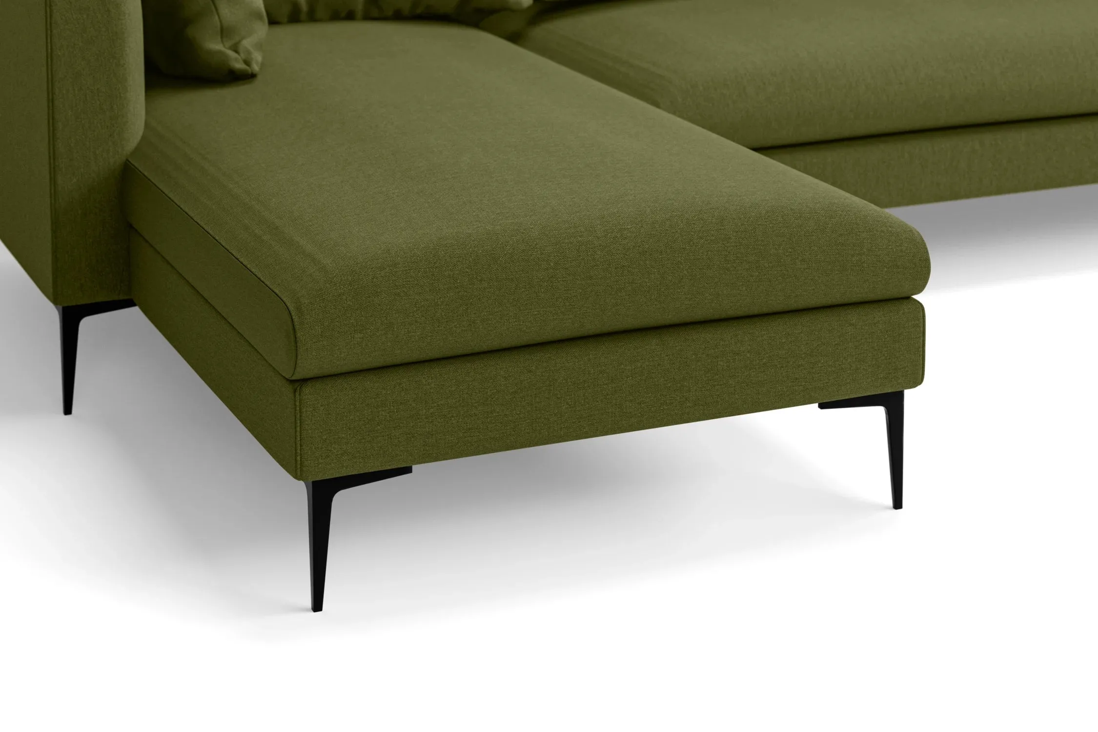 Aprilia 4 Seater Left Hand Facing Chaise Lounge Corner Sofa Olive Linen Fabric
