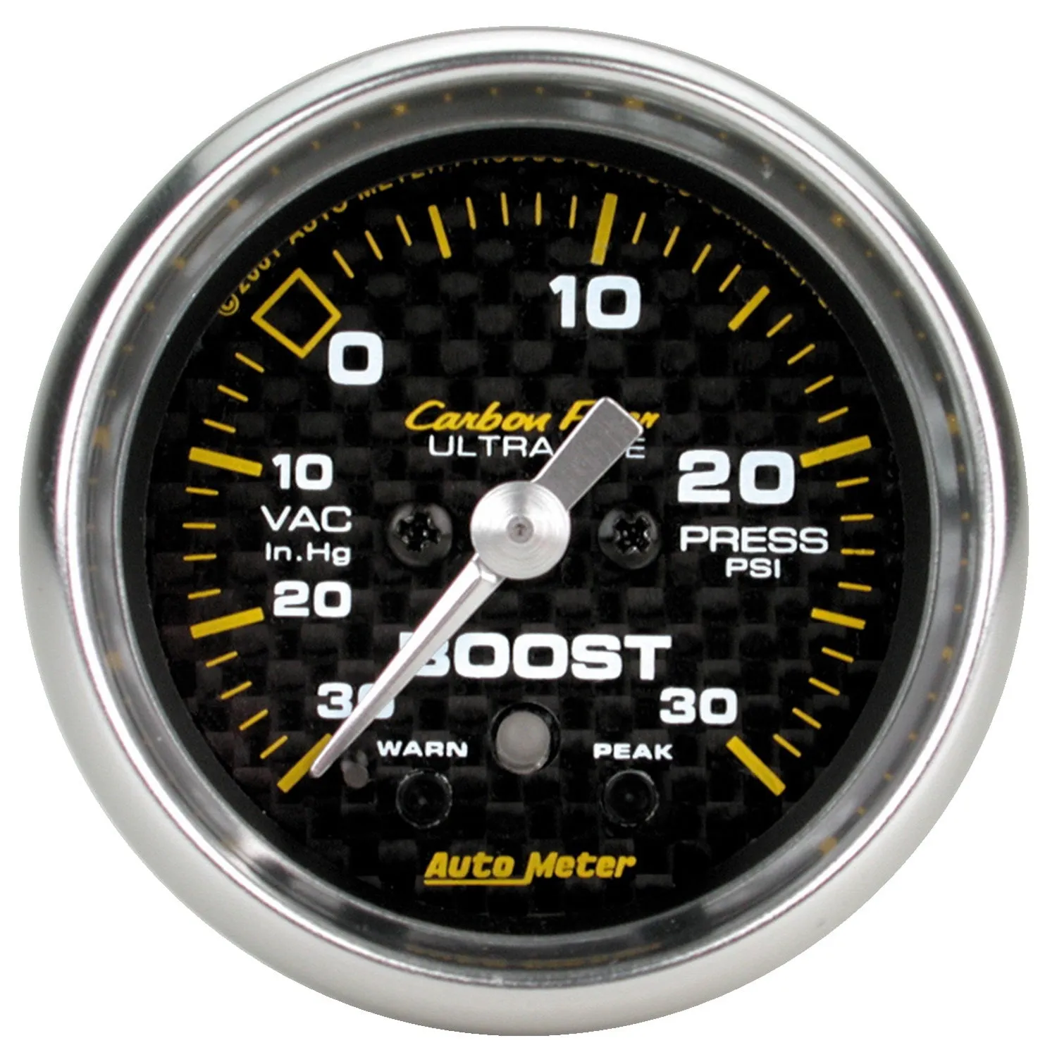 AutoMeter 4777 GAUGE; VAC/BOOST; 2 1/16in.; 30INHG-30PSI; STEPPER MOTOR W/PK/WRN; CARBON FIBER