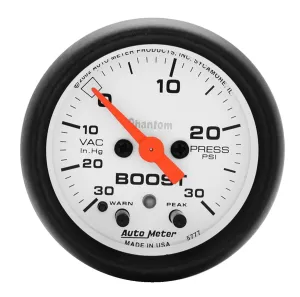 AutoMeter 5777 GAUGE; VAC/BOOST; 2 1/16in.; 30INHG-30PSI; STEPPER MOTOR W/PEAK/WARN; PHANTOM