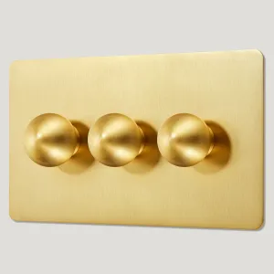 BOBBIN 3G Dimmer Light Switch - Brass