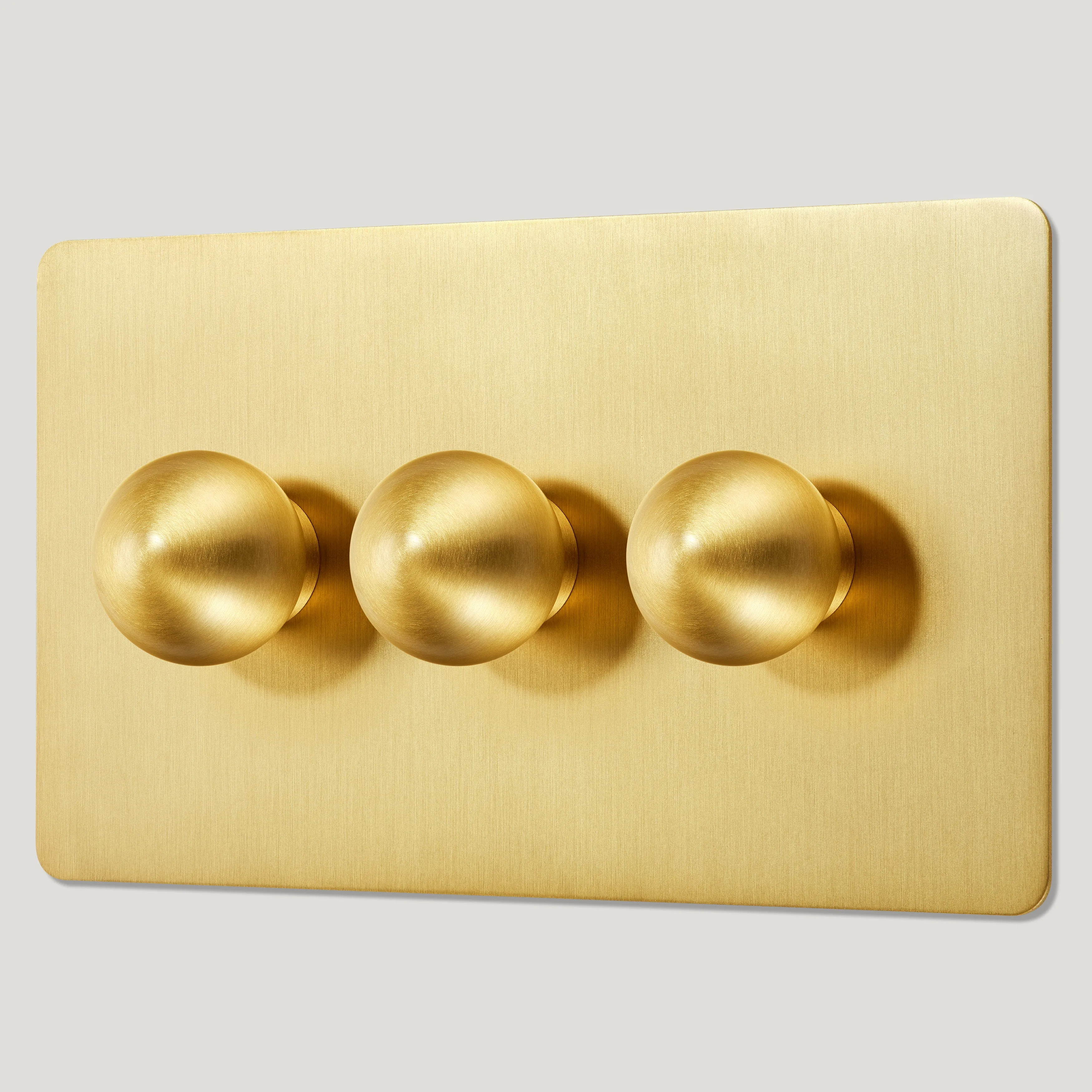 BOBBIN 3G Dimmer Light Switch - Brass