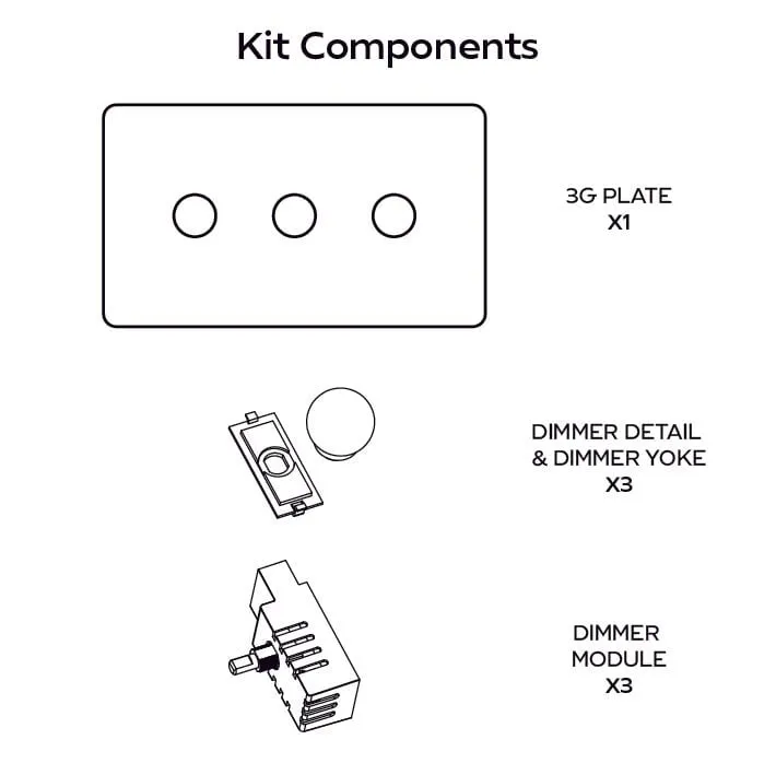 BOBBIN 3G Dimmer Light Switch - Brass