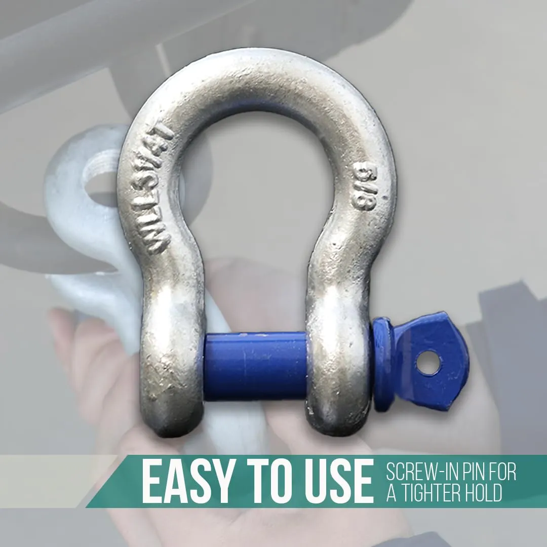 Boxer Forged Anchor Shackle 5/8”–Heavy Duty Forged Steel-Versatile & Durable–Working Load Capacity up to 3.25 Ton-Corrosion & Rust Resistant - Towing, Rigging, and Heavy-Duty Equipment (2 Piece)