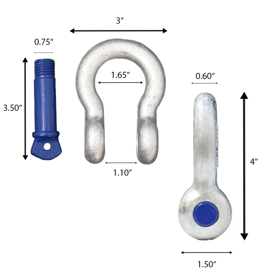 Boxer Forged Anchor Shackle 5/8”–Heavy Duty Forged Steel-Versatile & Durable–Working Load Capacity up to 3.25 Ton-Corrosion & Rust Resistant - Towing, Rigging, and Heavy-Duty Equipment (2 Piece)