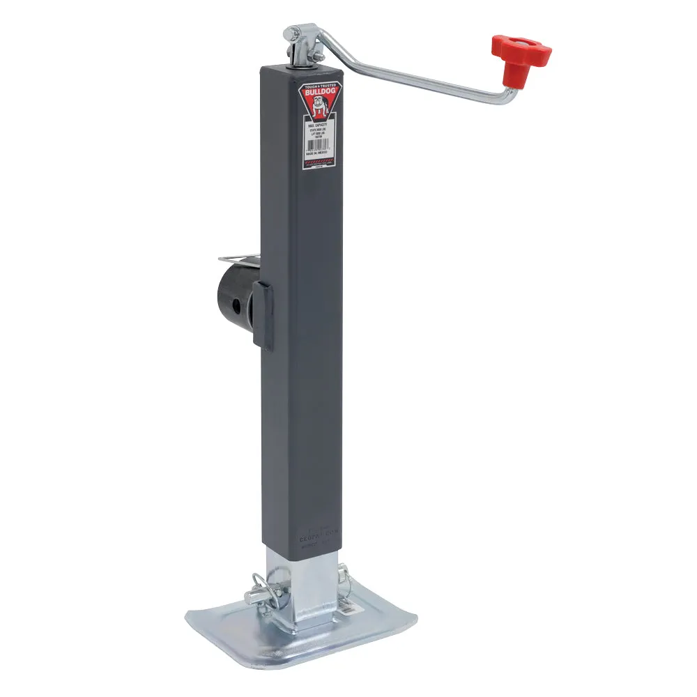 Bulldog Bulldog Trailer Jack - Square - Manual - 15" of Travel - 8000 lb Capacity - Steel - Gray Paint