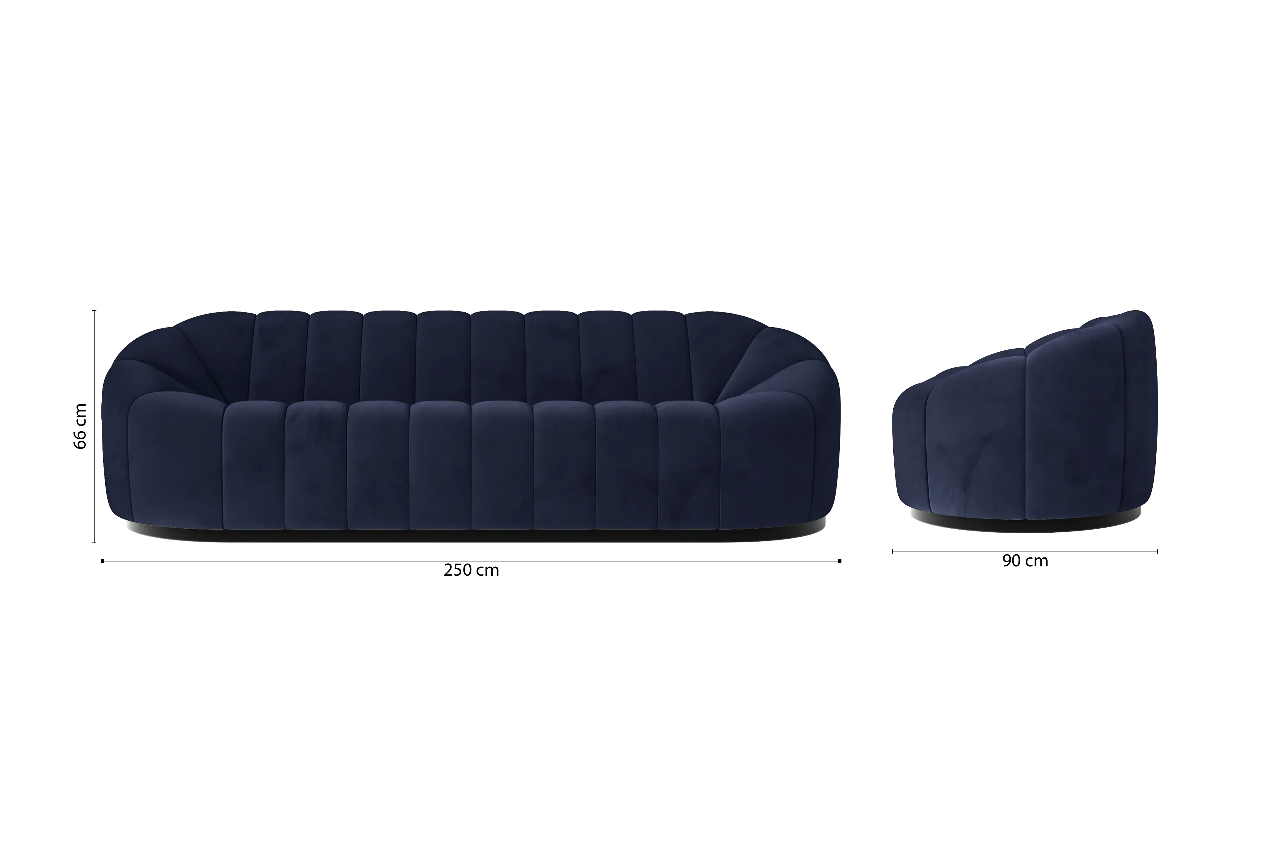 Columbia 4 Seater Sofa Dark Blue Velvet