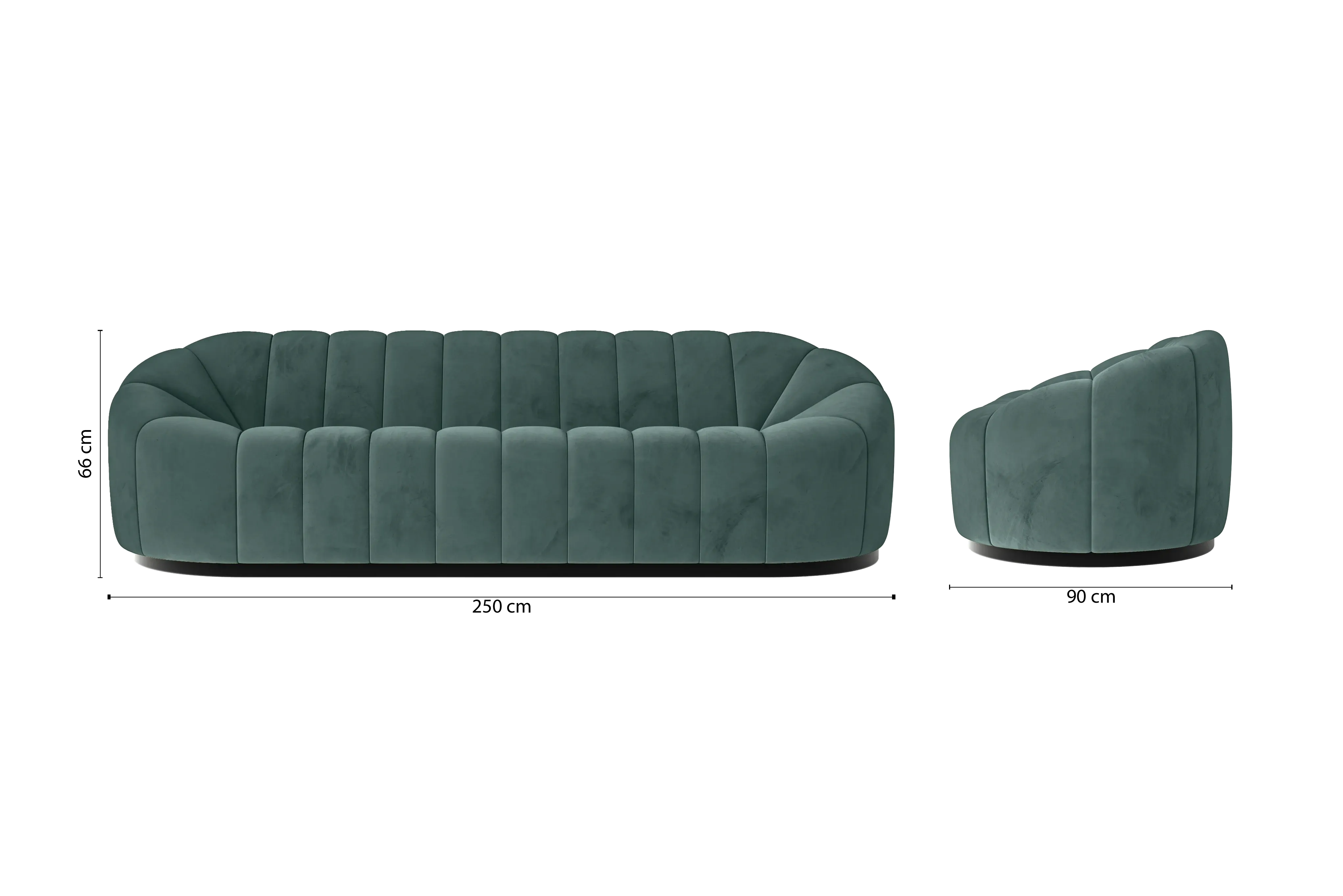 Columbia 4 Seater Sofa Teal Velvet