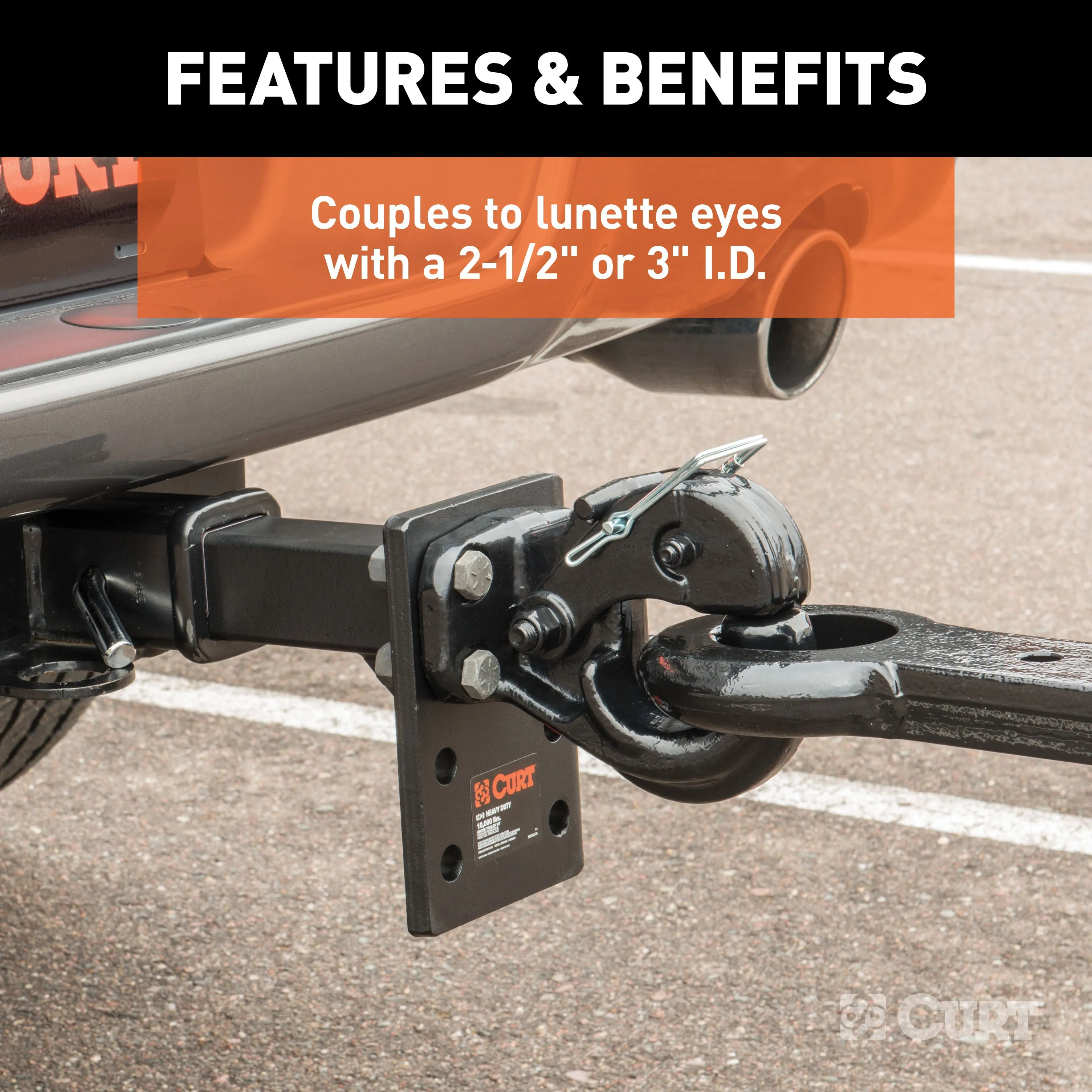 CURT 48215 Pintle Hook (30;000 lbs.; 2-1/2in. or 3in. Lunette Rings)