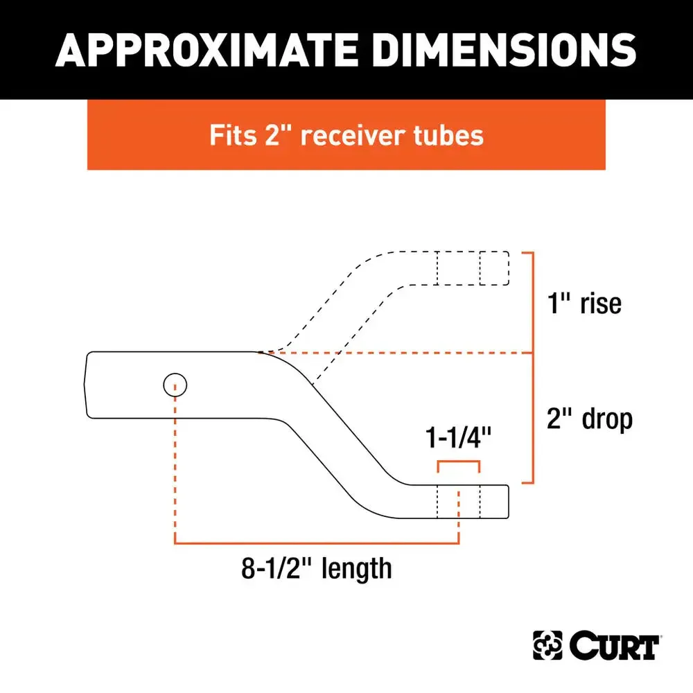 Curt Forged Ball Mount (2" Shank, 17,000 lbs., 2" Drop, 8-1/2" Long)