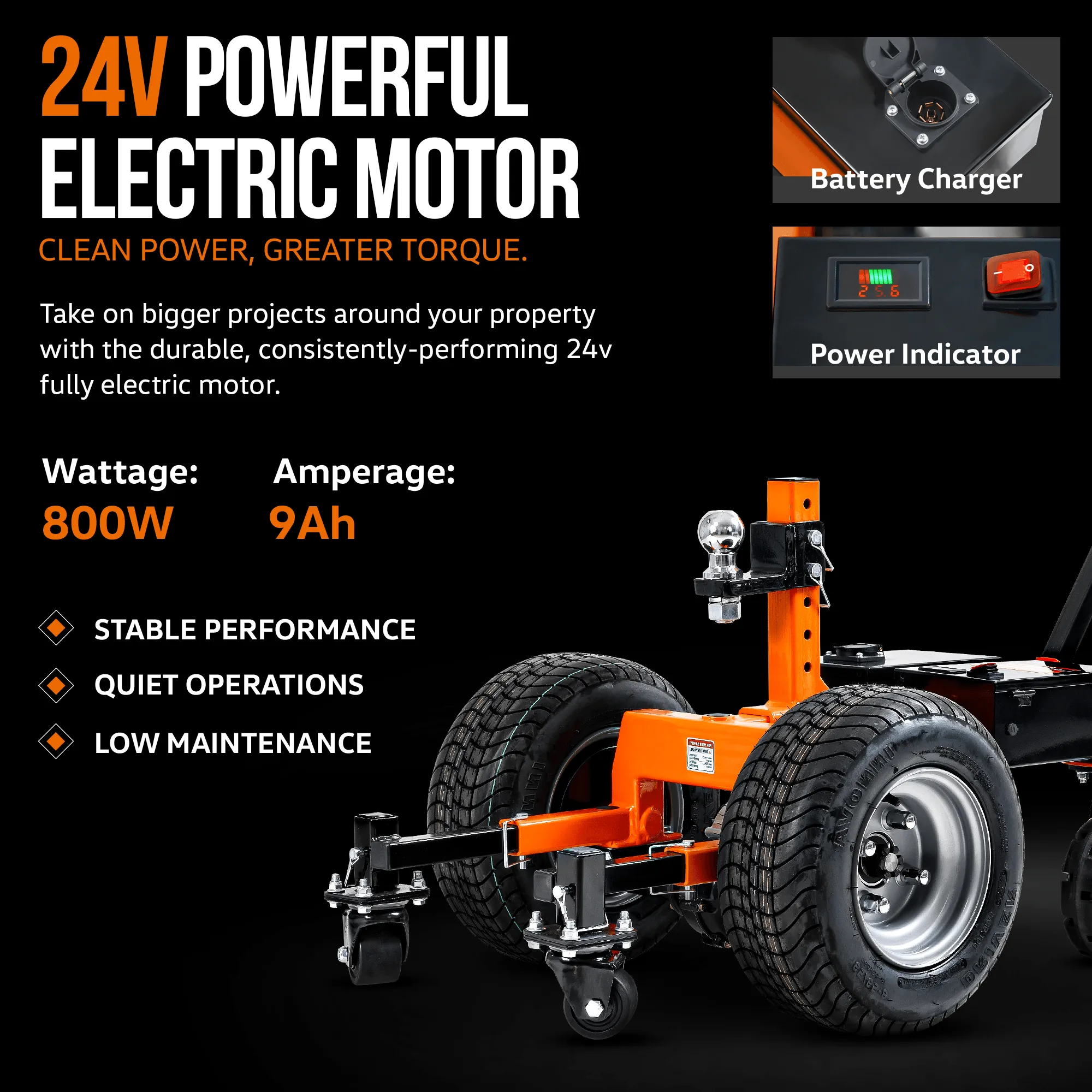 Electric Trailer Dolly Pro - 24V 9Ah Battery, 7500Lbs Towing Capacity