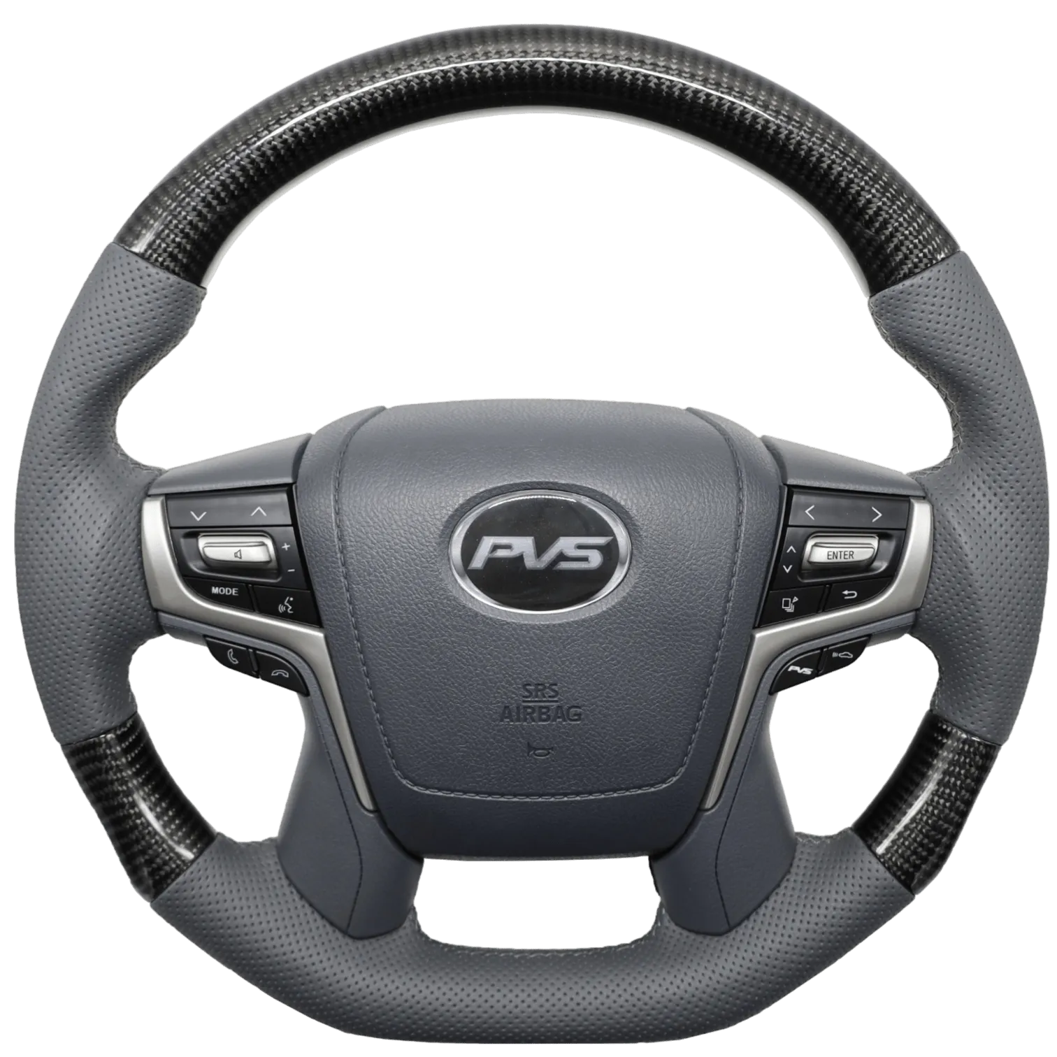 Elite Flat Bottom Carbon Grey Leather Steering Wheel Upgrade Kit for Toyota