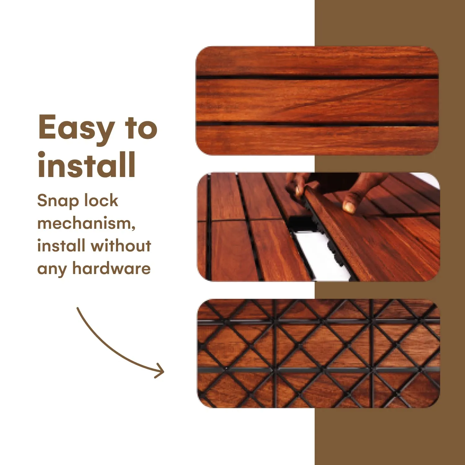 Flybold Interlocking Teak Deck Tiles 12 X 12 Inch 10 Pcs