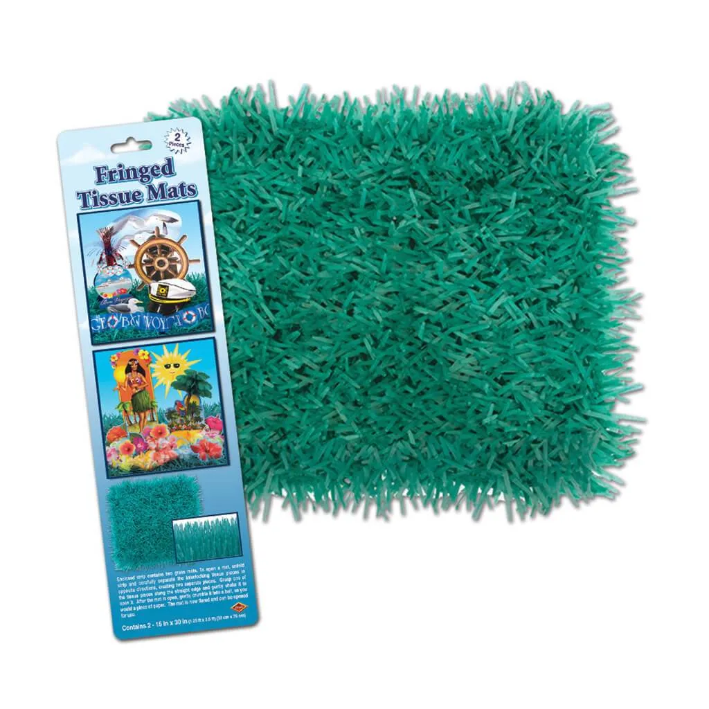 Fringed Tissue Mats Teal