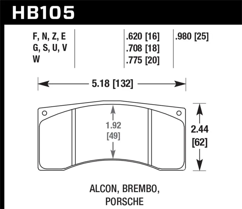 Hawk Ceramic Street Brake Pads - Alcon B Caliber - HB105Z.620