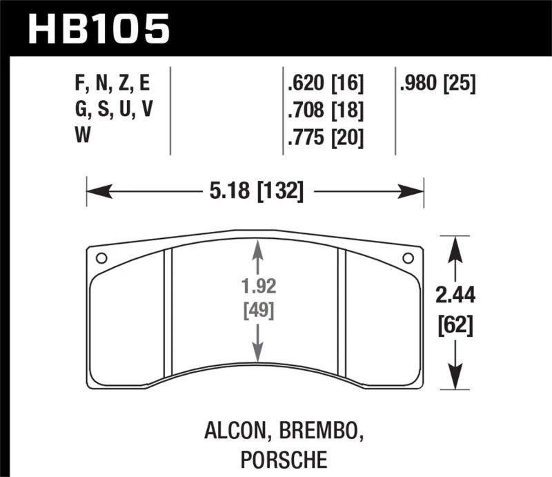 Hawk Ceramic Street Brake Pads - Alcon B Caliber - HB105Z.620