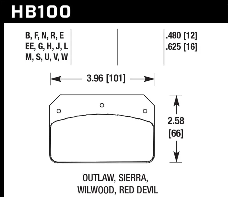 Hawk HPS 5.0 Street Brake Pads - Wilwood DL/Outlaw/Sierra 12mm - HB100B.480