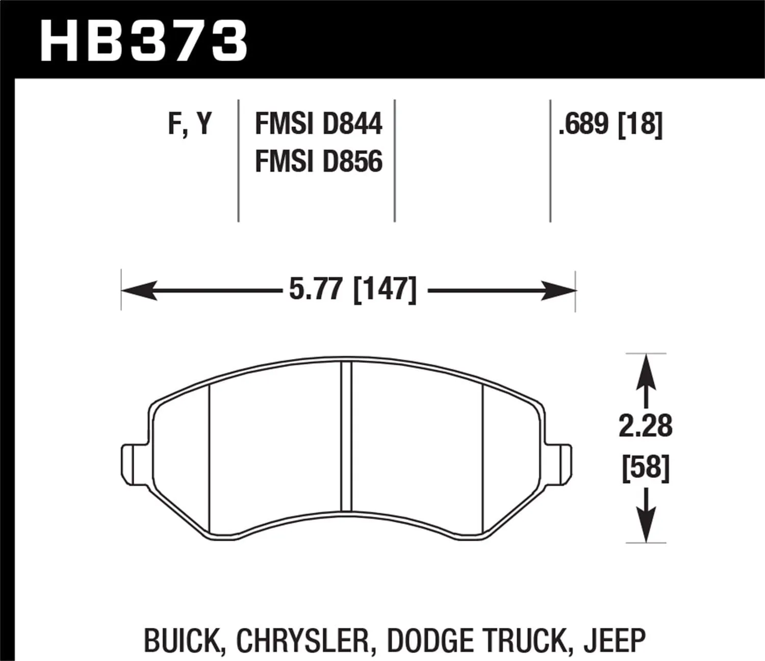 Hawk HPS Brake Pads Dodge Caravan (2004) Front Set HB373F.689