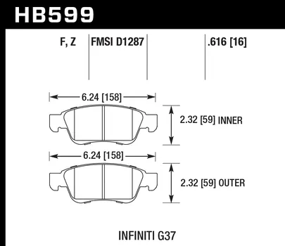 Hawk HPS Brake Pads Infiniti G37 RWD / G37X AWD 3.5L (08-13) Front or Rear Set