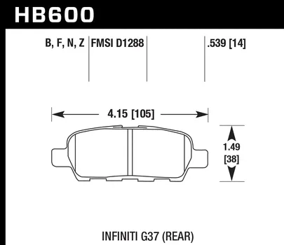 Hawk HPS Brake Pads Infiniti G37 RWD / G37X AWD 3.5L (08-13) Front or Rear Set