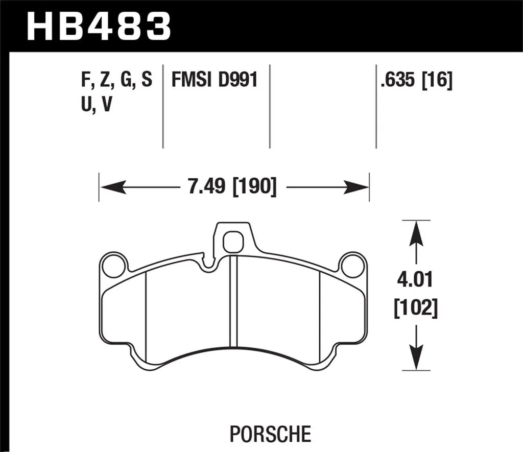 Hawk HPS Brake Pads Porsche Boxster (2005-2012) Front Set HB483F.635
