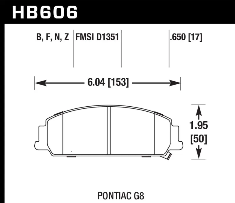 Hawk HPS Street Front Brake Pads - 08-09 Pontiac G8 3.6 Base/6.0 - HB606F.650