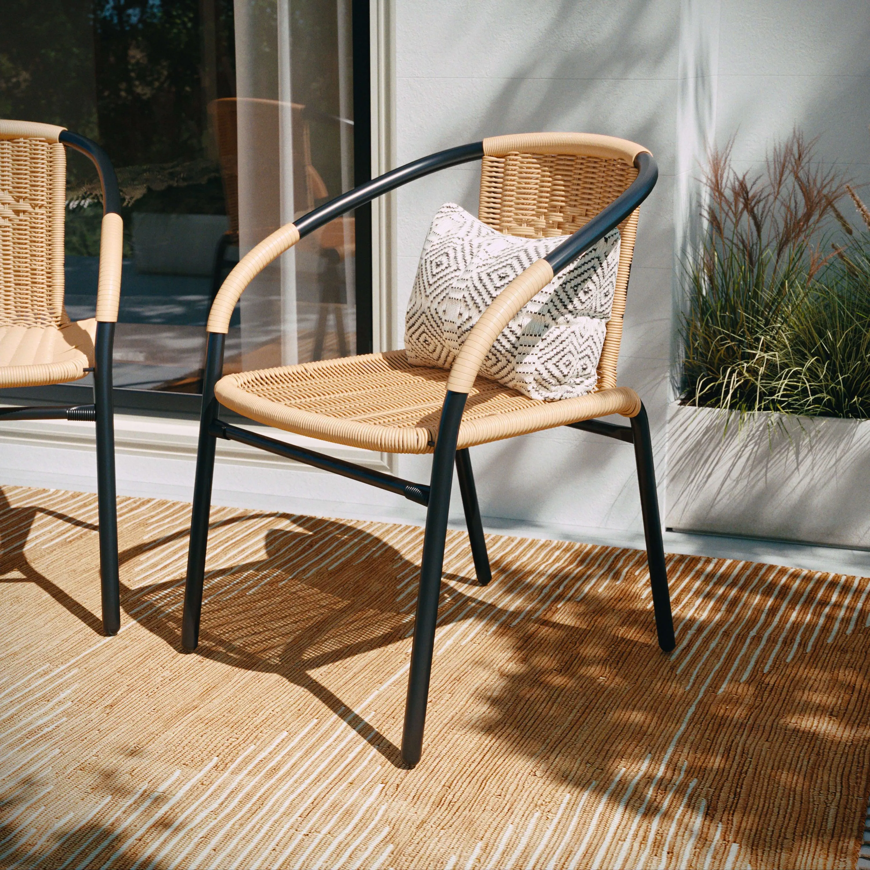 Lila Rattan Indoor-Outdoor Restaurant Stack Chair