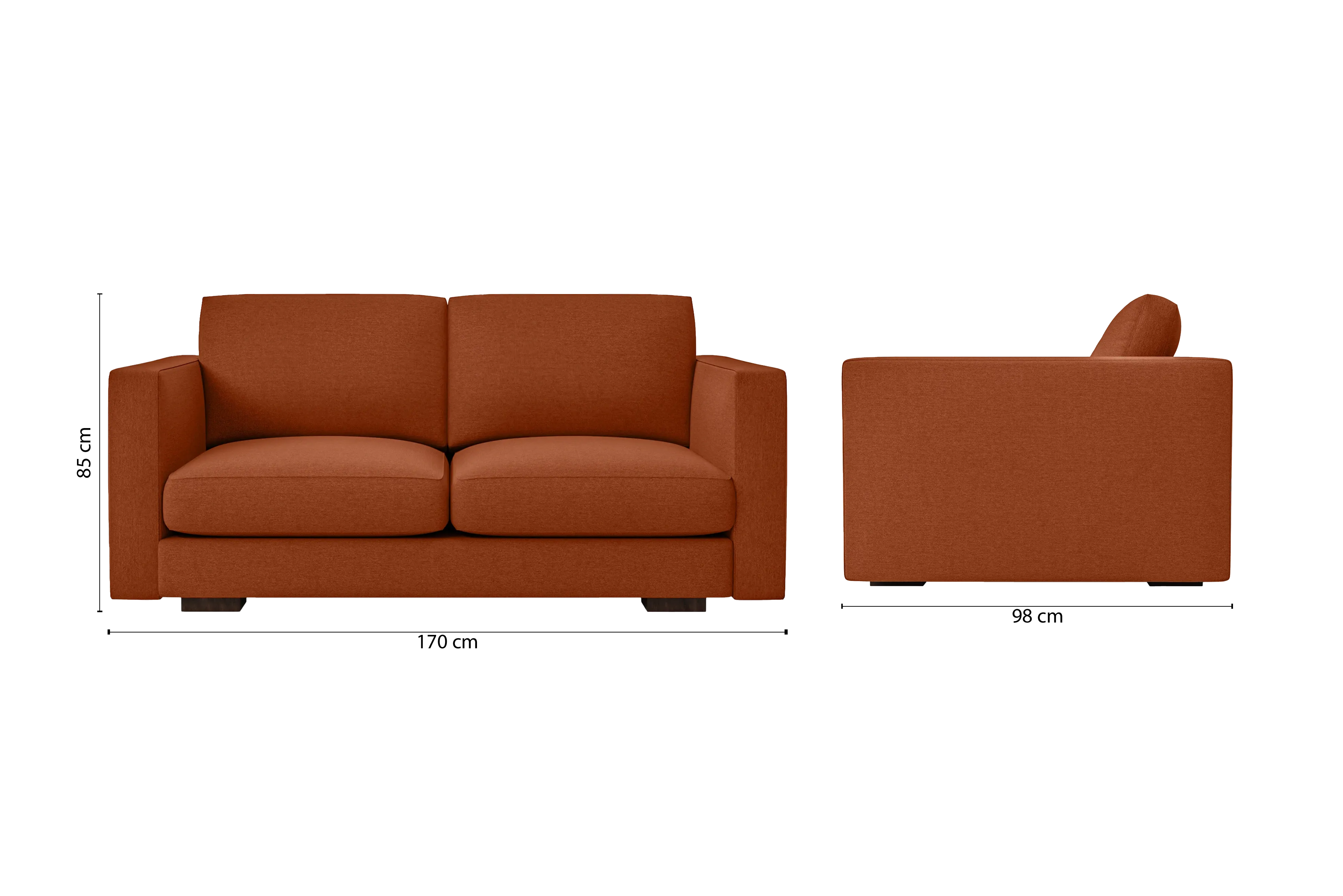 Messina 2 Seater Sofa Orange Linen Fabric