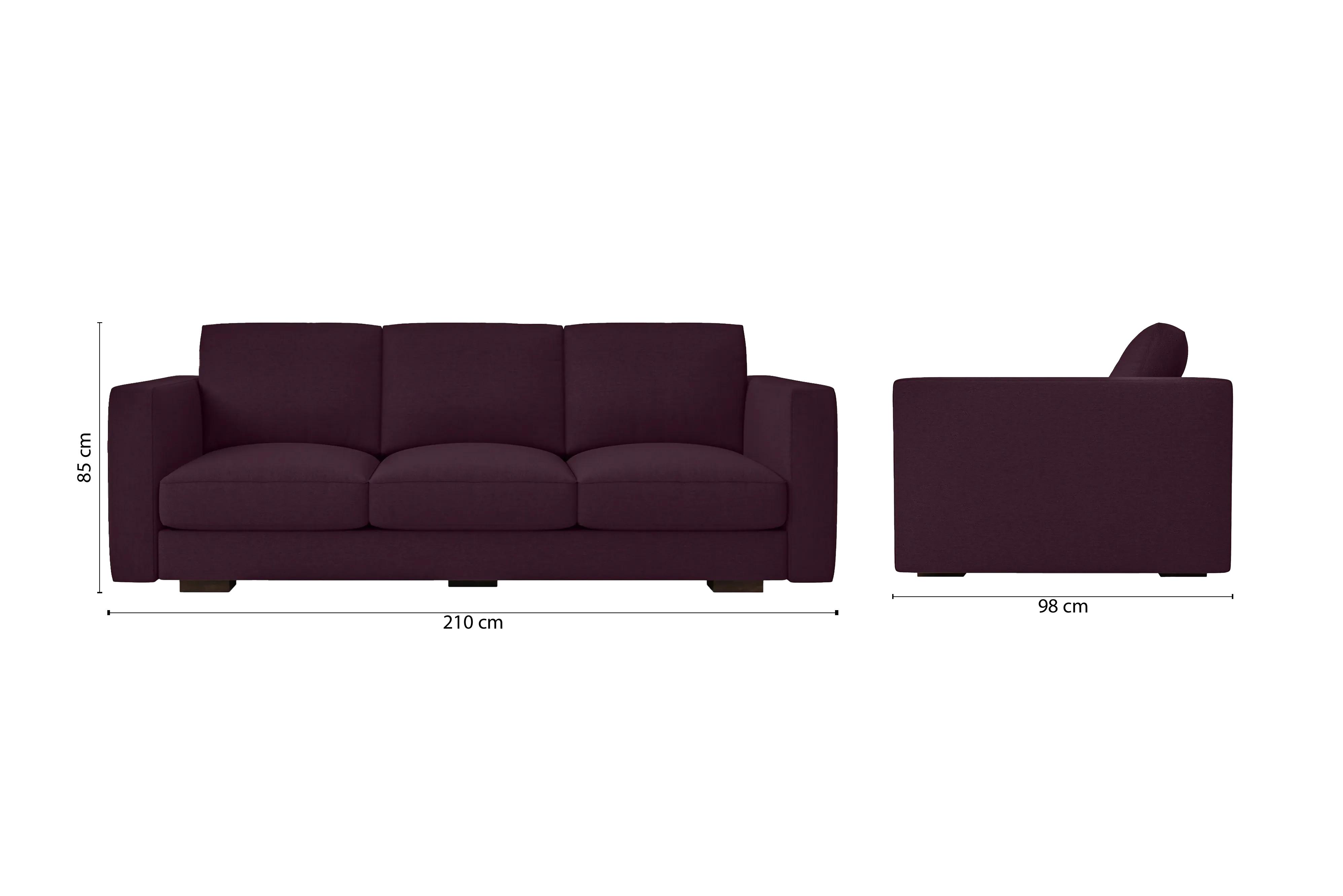 Messina 3 Seater Sofa Purple Linen Fabric