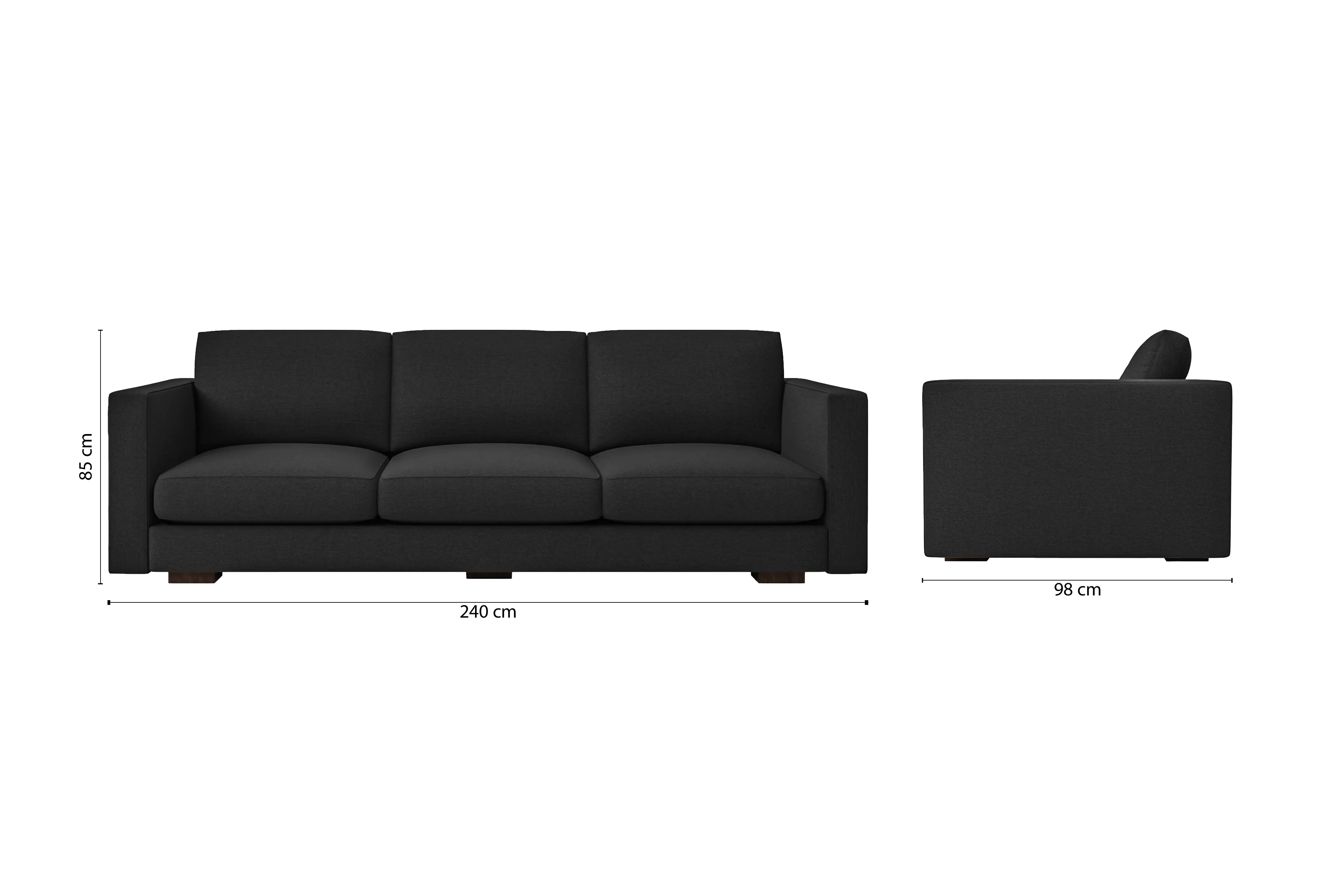 Messina 4 Seater Sofa Black Linen Fabric