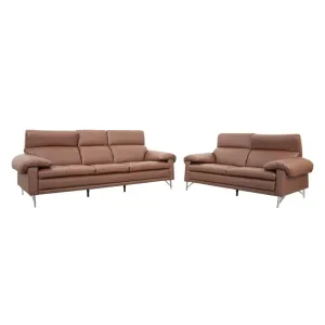 Monte 3 2 Half Leather Sofa Brown