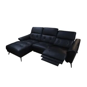 Monte 3 L Half Leather Sofa Black