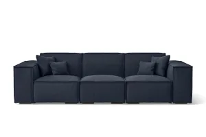 Naples 3 Seater Sofa Dark Blue Linen Fabric