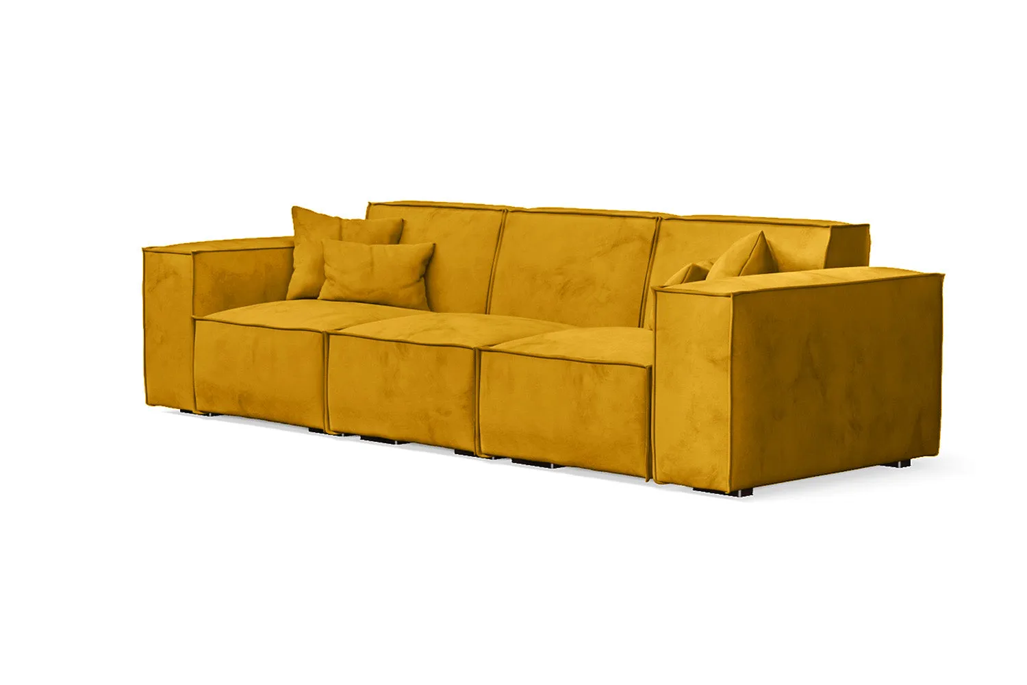 Naples 3 Seater Sofa Yellow Velvet