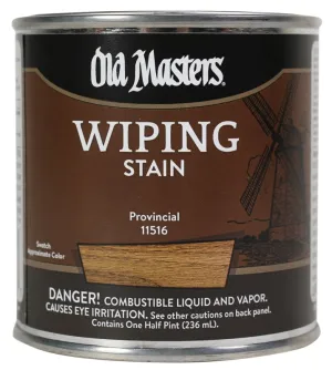 Old Masters 11516 Wiping Stain, Provincial, Liquid, 0.5 pt, Can :1/2PT: QUANTITY: 1