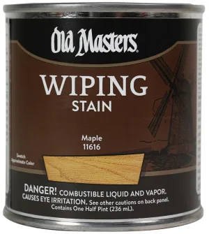 Old Masters 11616 Wiping Stain, Maple, Liquid, 0.5 pt, Can :1/2PT: QUANTITY: 1