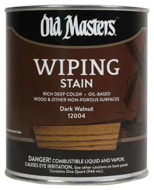 Old Masters 12004 Wiping Stain, Dark Walnut, Liquid, 1 qt, Can :QUART: QUANTITY: 1