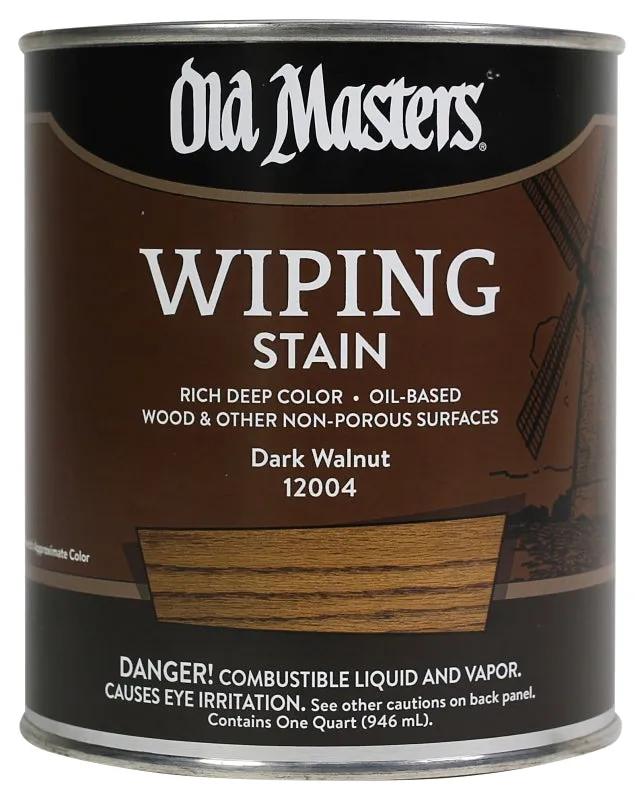 Old Masters 12004 Wiping Stain, Dark Walnut, Liquid, 1 qt, Can :QUART: QUANTITY: 1