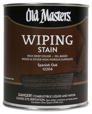 Old Masters 12204 Wiping Stain, Spanish Oak, Liquid, 1 qt, Can :QUART: QUANTITY: 1