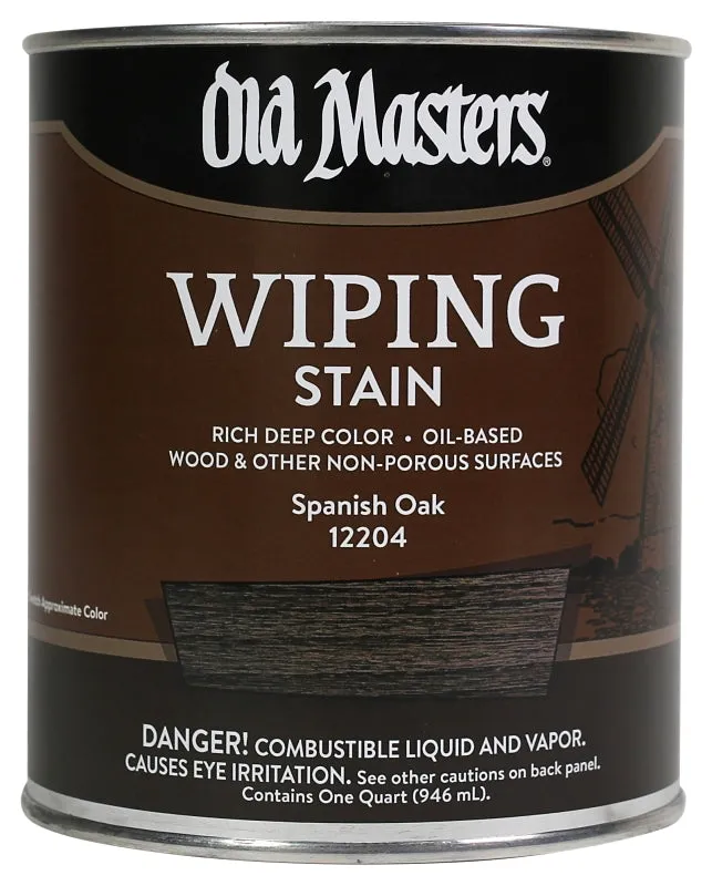 Old Masters 12204 Wiping Stain, Spanish Oak, Liquid, 1 qt, Can :QUART: QUANTITY: 1