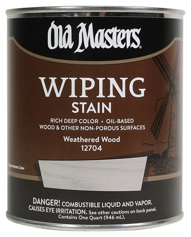 Old Masters 12704 Wiping Stain, Weathered Wood, Liquid, 1 qt, Can :QUART: QUANTITY: 1