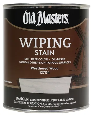 Old Masters 12704 Wiping Stain, Weathered Wood, Liquid, 1 qt, Can :QUART: QUANTITY: 1