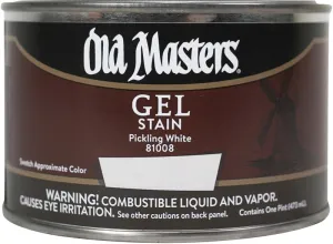 Old Masters 81008 Gel Stain, Pickling White, Liquid, 1 pt, Can :PINT: QUANTITY: 1