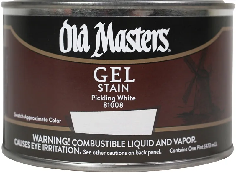 Old Masters 81008 Gel Stain, Pickling White, Liquid, 1 pt, Can :PINT: QUANTITY: 1