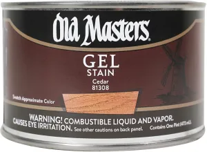 Old Masters 81308 Gel Stain, Cedar, Liquid, 1 pt, Can :PINT: QUANTITY: 1