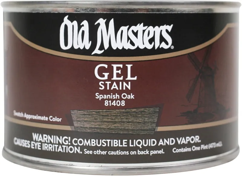Old Masters 81408 Gel Stain, Spanish Oak, Liquid, 1 pt, Can :PINT: QUANTITY: 1